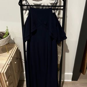 Maggy London - NWT - SZ: 12 - Navy Midi Dress - Cild shoulder detail